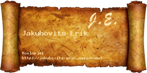 Jakubovits Erik névjegykártya